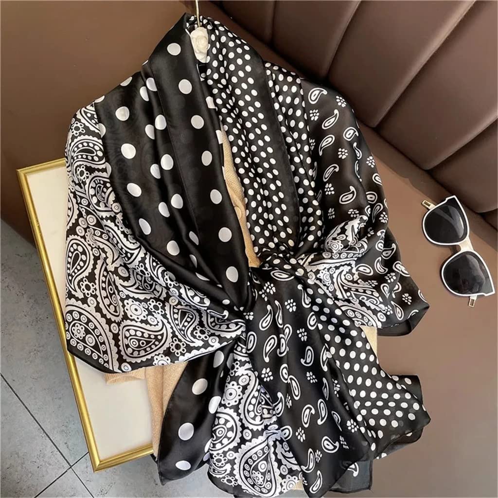 RWRAPS Diadema Retro Estola de Playa Bufanda de Seda para Mujer con Estampado Hijab chales y Abrigos pañuelo para el Cuello pañuelo Femenino (Color: A, tamaño: 35.4 x 70.9 in) (A 35.4 x 70.9 in)