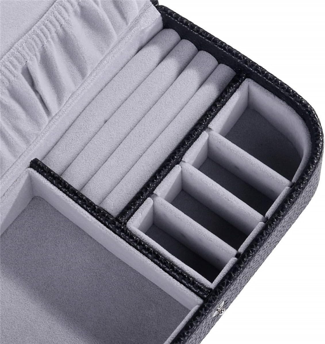 PRETYZOOM Black Leather Jewelry Box for Rings and Pendants Travel Organizer image 3