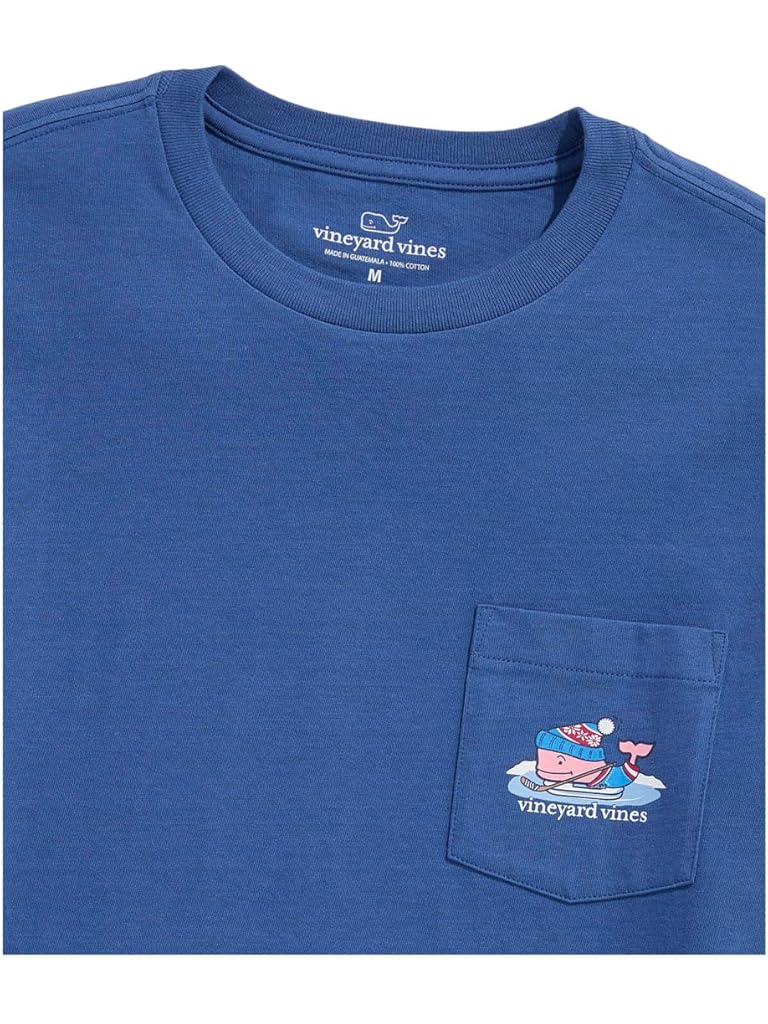 Pewter Vineyard Vines Long Sleeve Pond Hockey Whale Pocket Tee