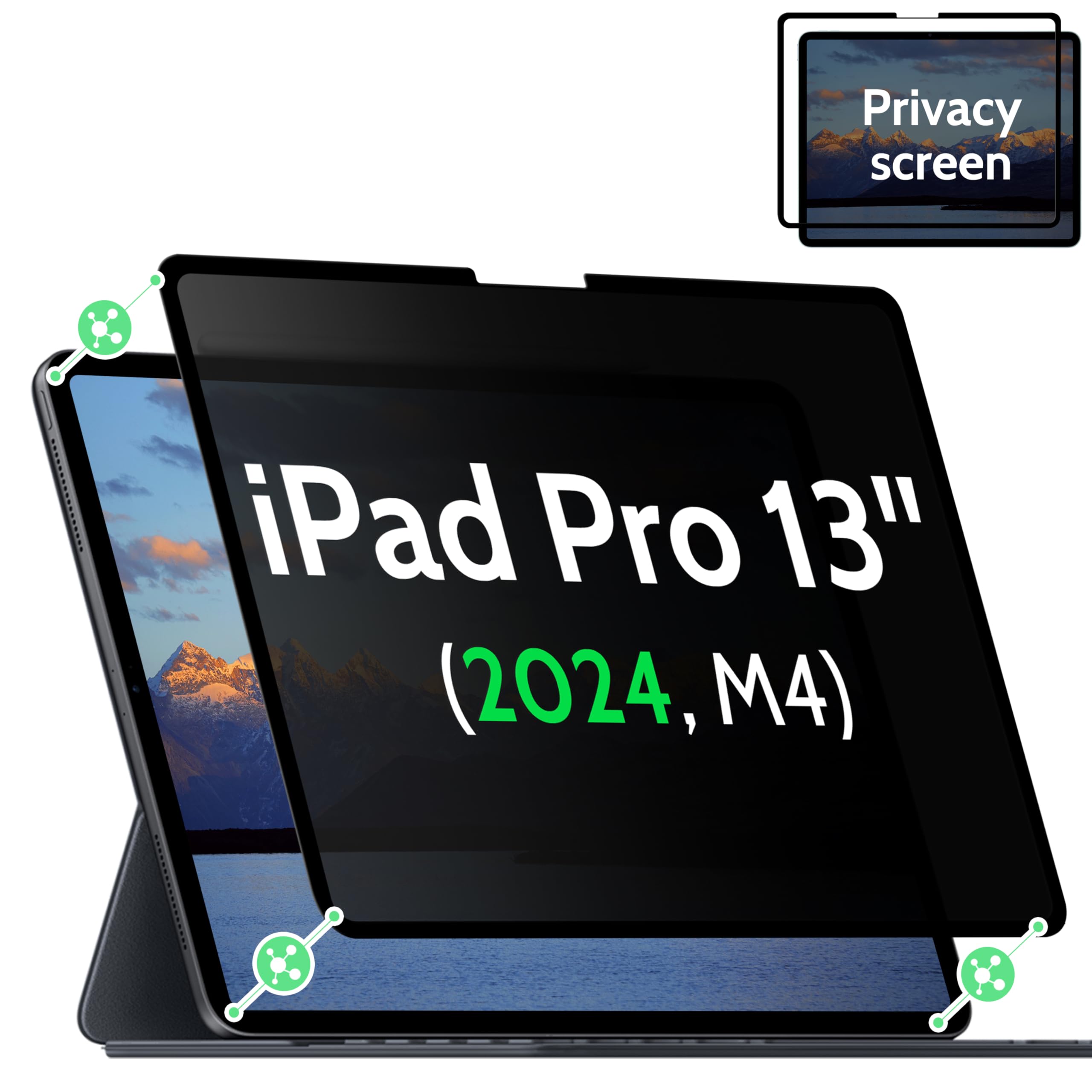 Privacy Screen Protector Compatible with iPad Pro 13 2024 7th Gen (A2925, A2926) Anti-Glare Blue Light Film Anti-Spy Filter, Bubble-Free Shield Easy Install Guard Removable Cover