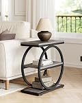LITTLE TREE Tableau de fin 3-Tier Table de chevet, Table de Sofa Slim pour le salon, Tall Bedside Table de nuit pour la chambre, Gris et Noir
