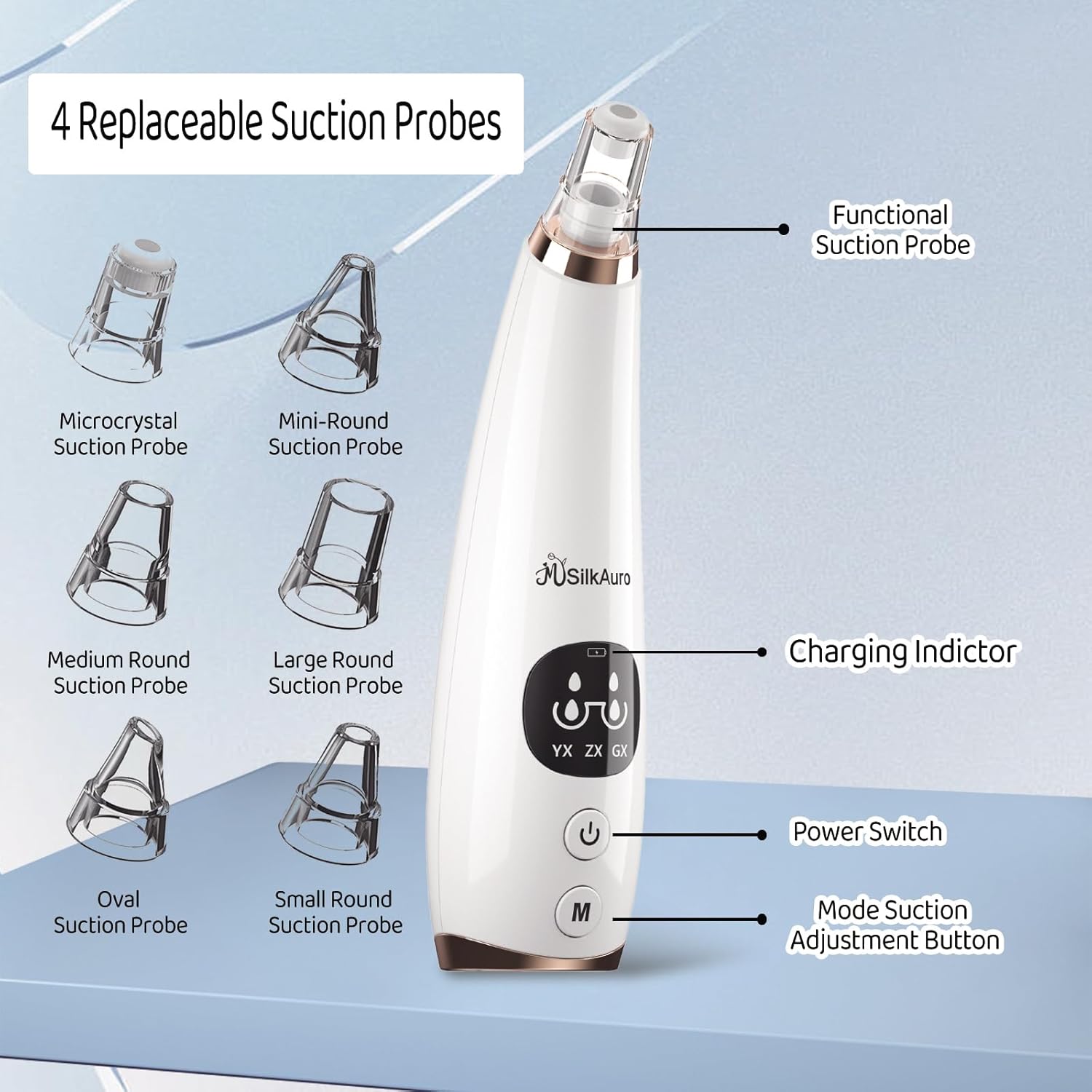 JMSilkAuro: Aspirateur Points Noirs Professionnel - 6 Sondes, 3 Modes, Rechargeable - Image secondaire