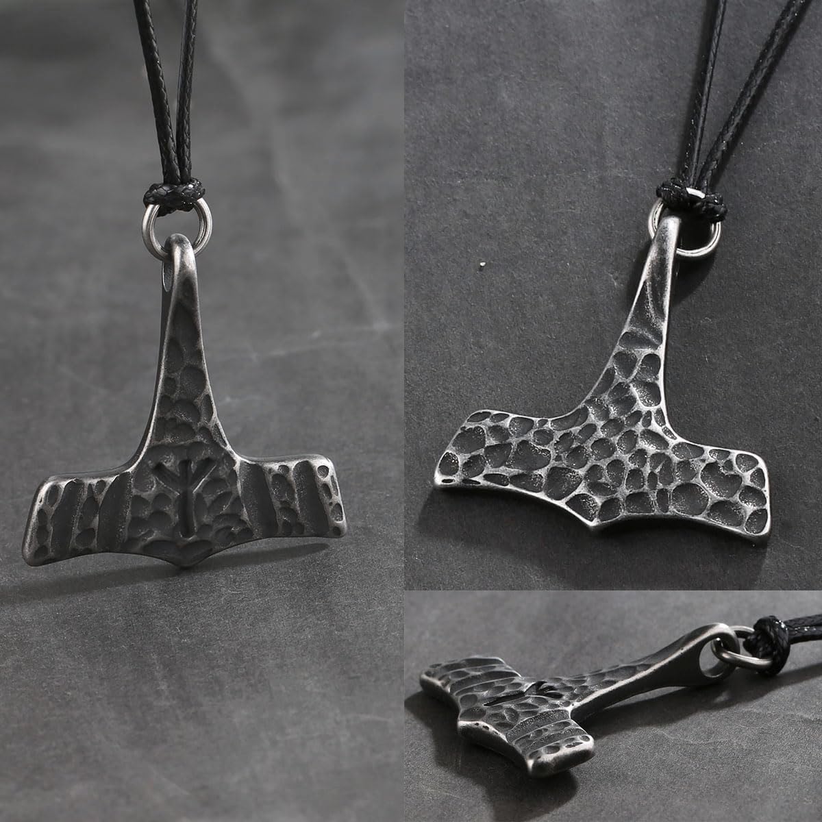 Handmade Thors Hammer MJOLNIR Necklace Stainless Steel Rustic Antique Viking Jewelry - Image 4