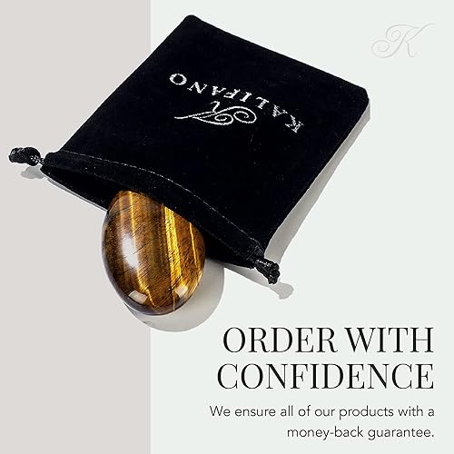 Miniatura 6 de KALIFANO Piedra de palma de ojo de tigre con efectos curativos y calmantes - Ojo de Tigre de alta energía con tarjeta de información - Cristal de