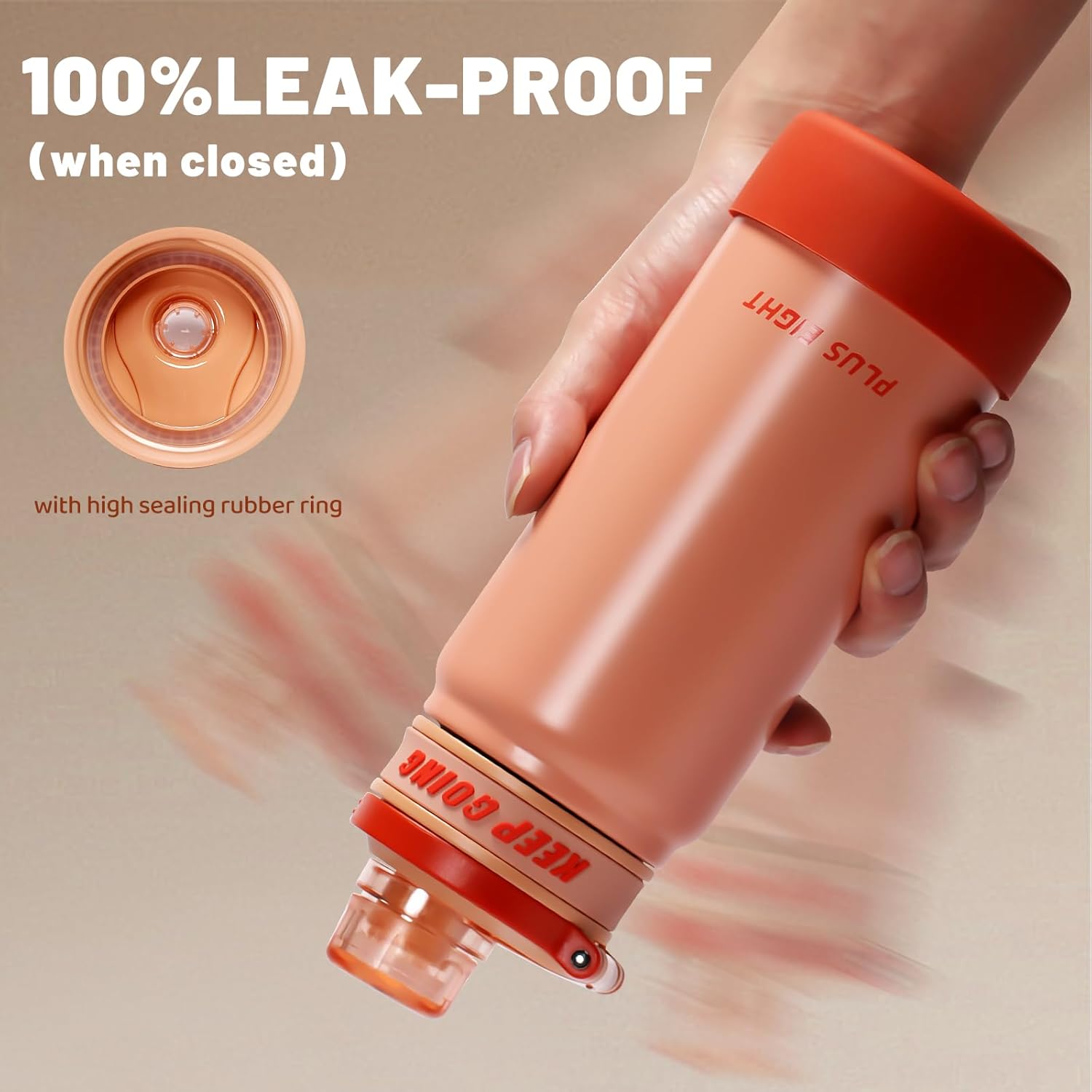 Water Bottle with Straw Lid, 22 oz Vacuum Insulated Water Bottles, Stainless Steel Water Bottle Wide Mouth for Sports, Gym or Office, BPA-Free Keep Cold 24H Hot 12H (Orange) - Image 4