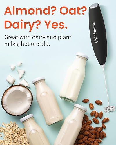 Miniatura 6 de Elementi Espumador de leche de mano doble batidor - Espumador de café, agitador eléctrico, batidor de matcha y mezclador de bebidas de mano -