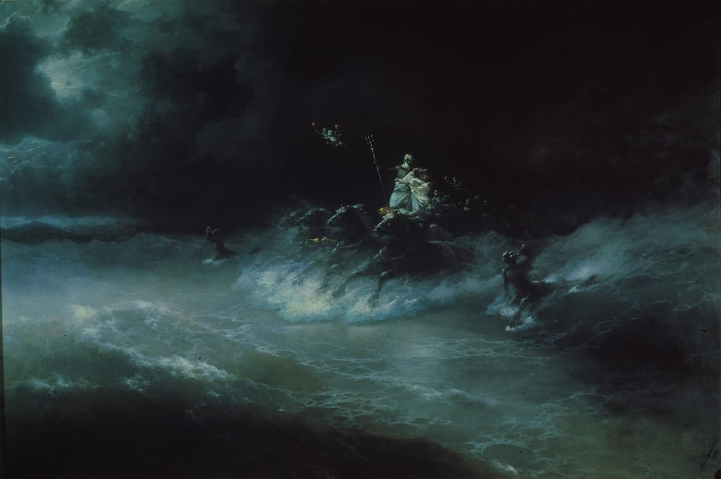 POSTERIIk Famous Print Pop Art Wall Art Graffiti Poseidons Travel Over the Sea by Ivan Konstantinovich Aivazovsky Art Prints for Home Decor 60x90cm