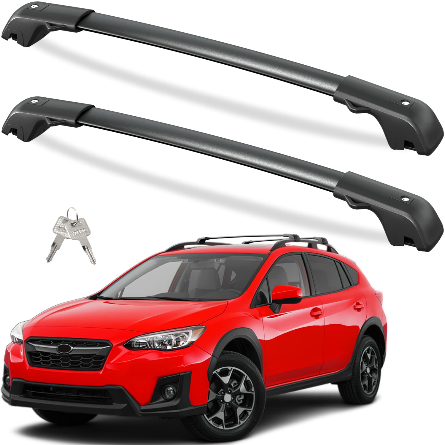 Tuyoung 300lbs Lockable Roof Rack Cross Bars Compatible with Subaru Crosstrek 2018-2023 & Impreza 2017-2023 with Side Rails, Heavy Duty Anti-Theft Aluminum Roof Crossbars Rooftop Luggage Carrier