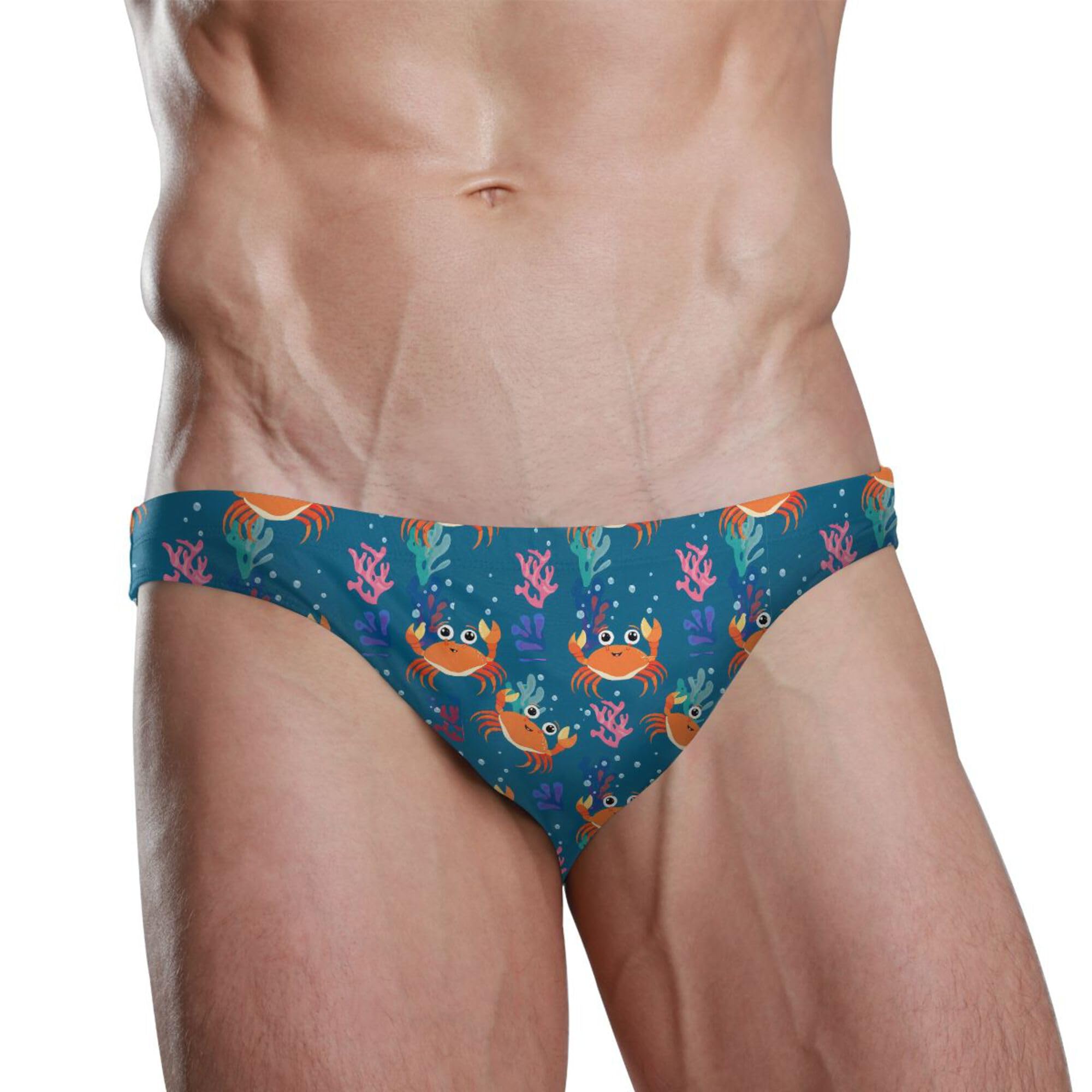 Mens Swim Briefs Cute Crab Swimwear Bikini Swimsuit XL B0404072