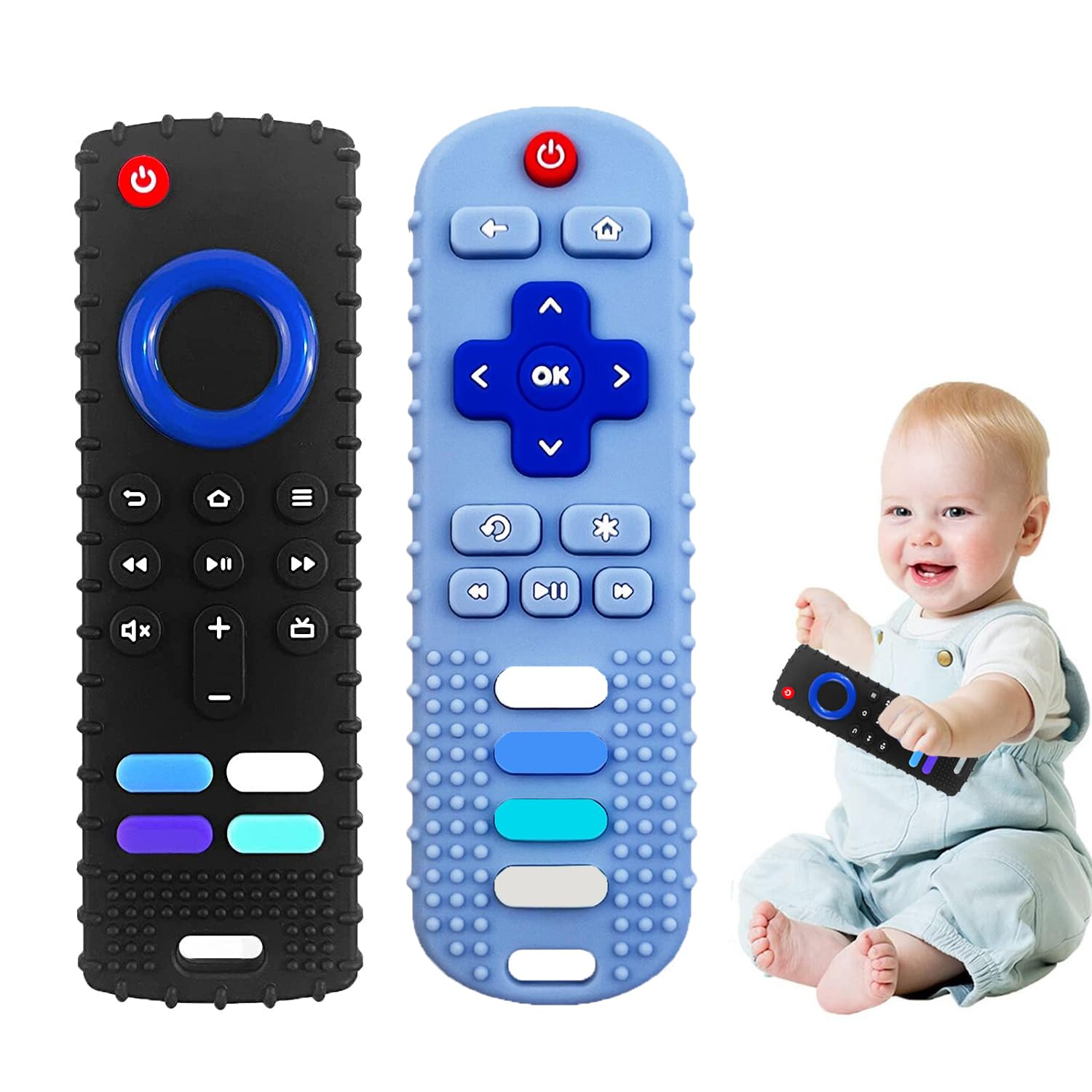 Silicone Baby Teething Toys, Teething Toys for Babies 3 6 18 24 Months, Baby Silicone Chew Toys,Remote Control Shape Teething Toys,BPA Free