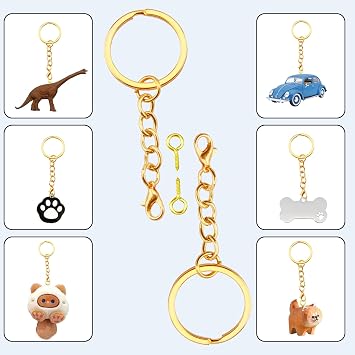 30PCS Key Chains for Craft Golden Keyring Chain 25mm Metal