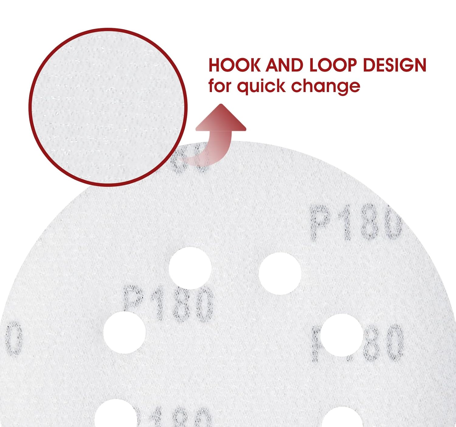 S SATC 150 PCS Hook and Loop Sandpaper 5 Inch Sanding Disc 8 Hole Sanding Discs 180 Grit Premium Aluminum Oxide for Random Orbital Sander