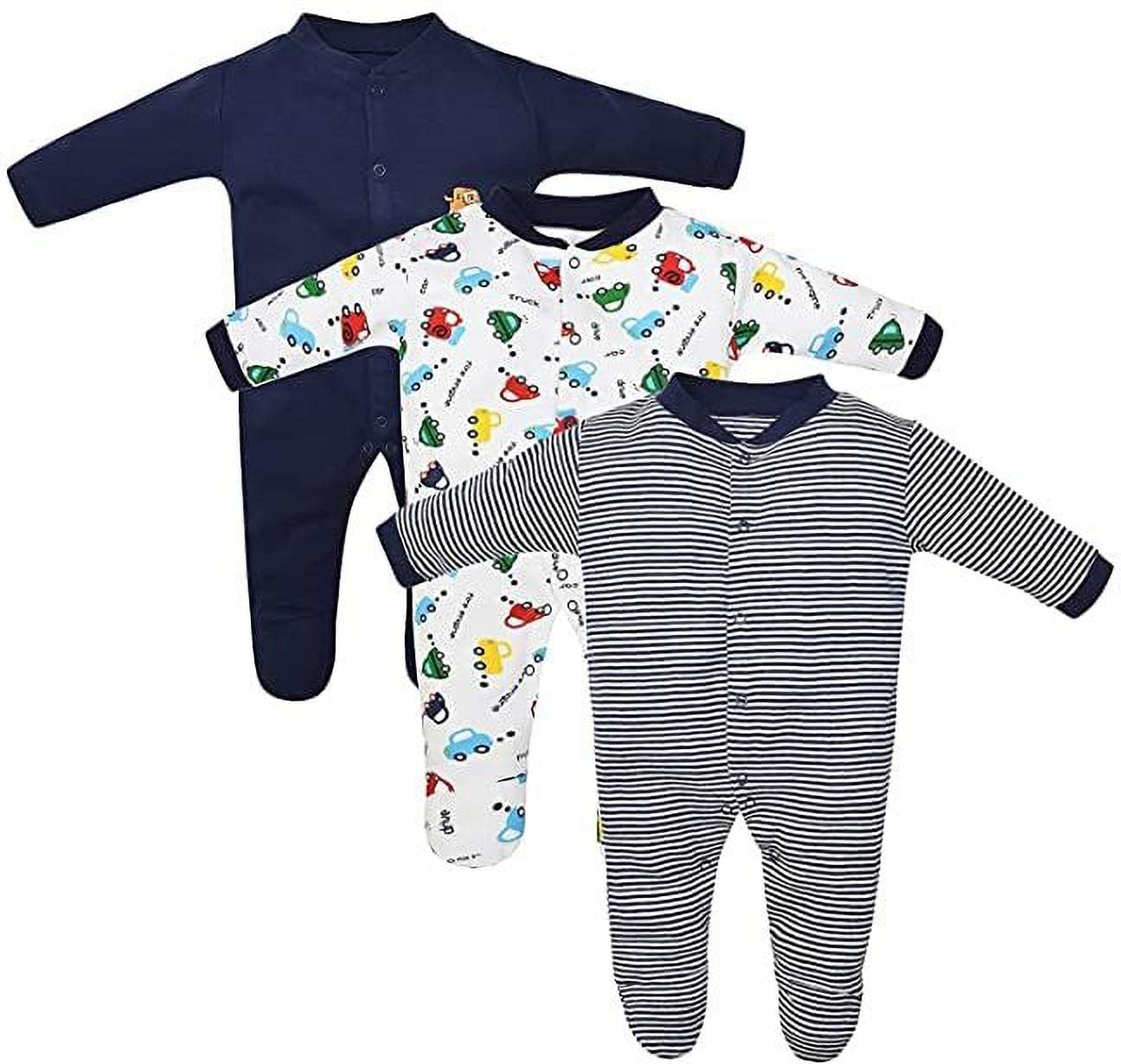 GenericTHE BABY CRY Multi-Color Long Sleeve 100% Cotton Sleep Suit Romper Onesies/Rompers/Jumpsuit for BABY Boys and BABY Girls Unisex Combo Pack (Pack of 3)