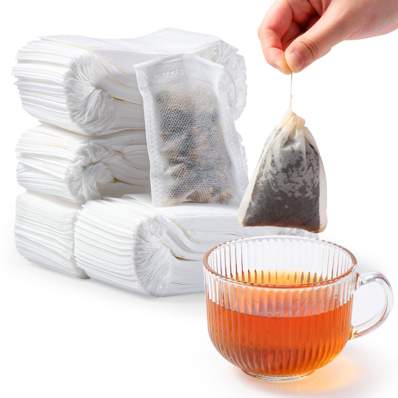 Diboniur 400 Piezas Bolsas de Te Vacias de Tela No Tejida, Colador Te Desechable con Cordón, Infusor de Te para La Bodega, Café, El Mercado de las Flores, Hierbas, Épicas, Lavanda (7 x 9 cm)