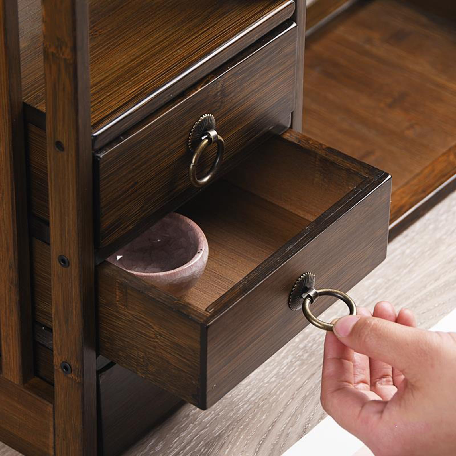 Organizador de Escritorio con 3 cajones, Estante Antiguo, Soporte para cepillos, Estante de exhibición para Mesa, estantes de Almacenamiento de Escritorio para Suministros