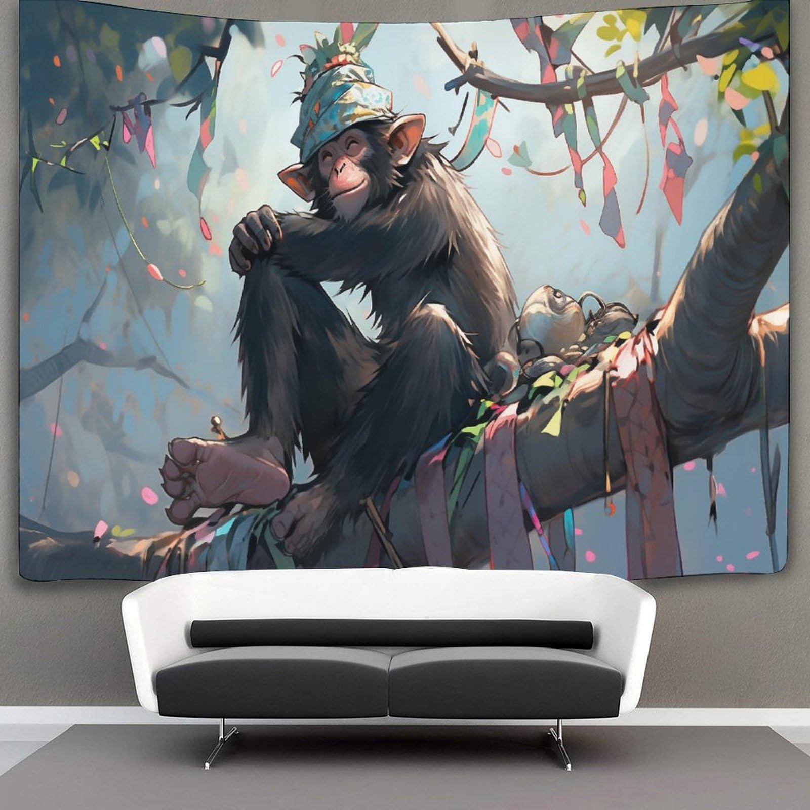 kaiyun Charming Monkey Tapestry Animal Wall Hanging for Bedroom Home Decor HD Printing Living Room, Dorm 130cmx150cm