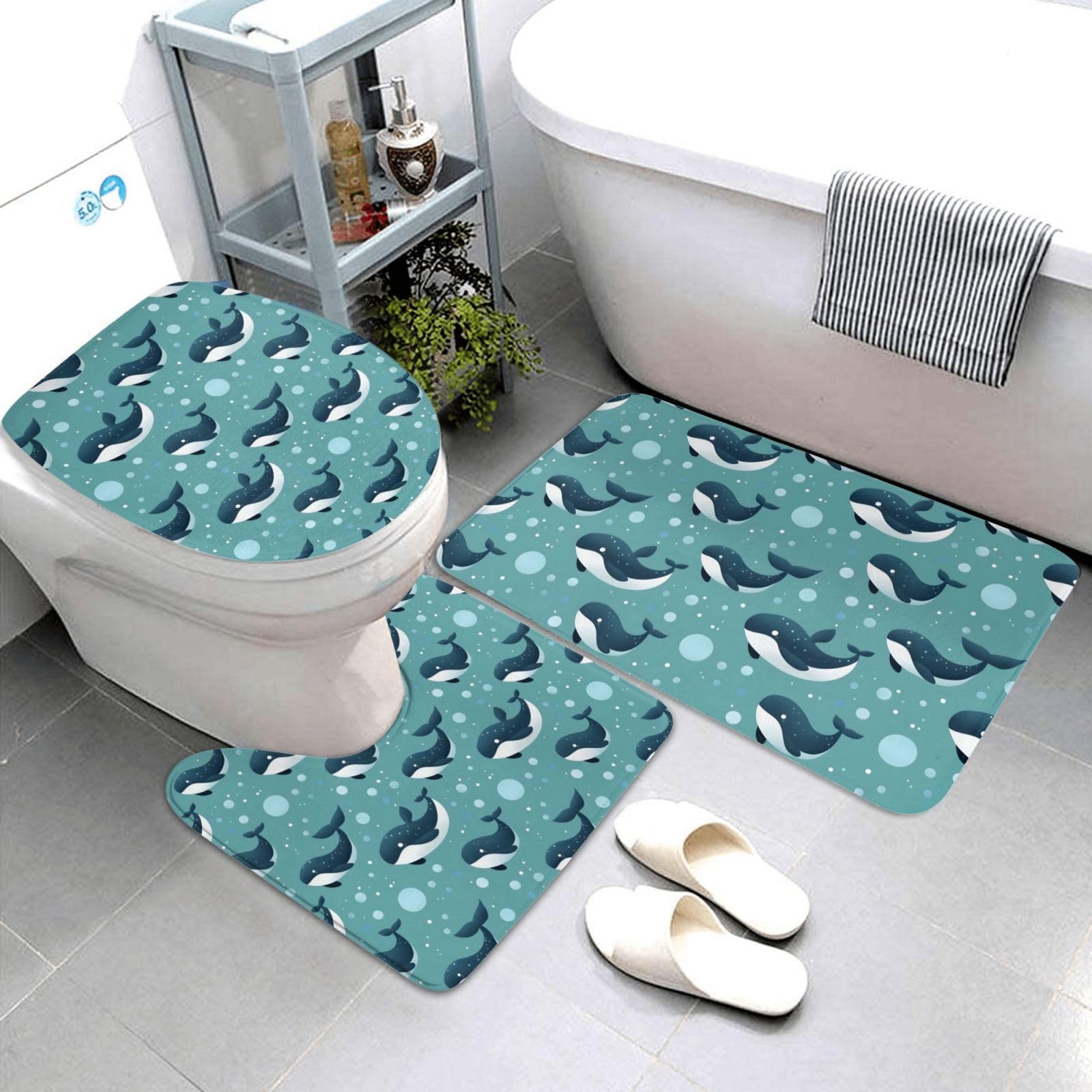 Tapis de salle de bain absorbant antidérapant avec contour WC en U