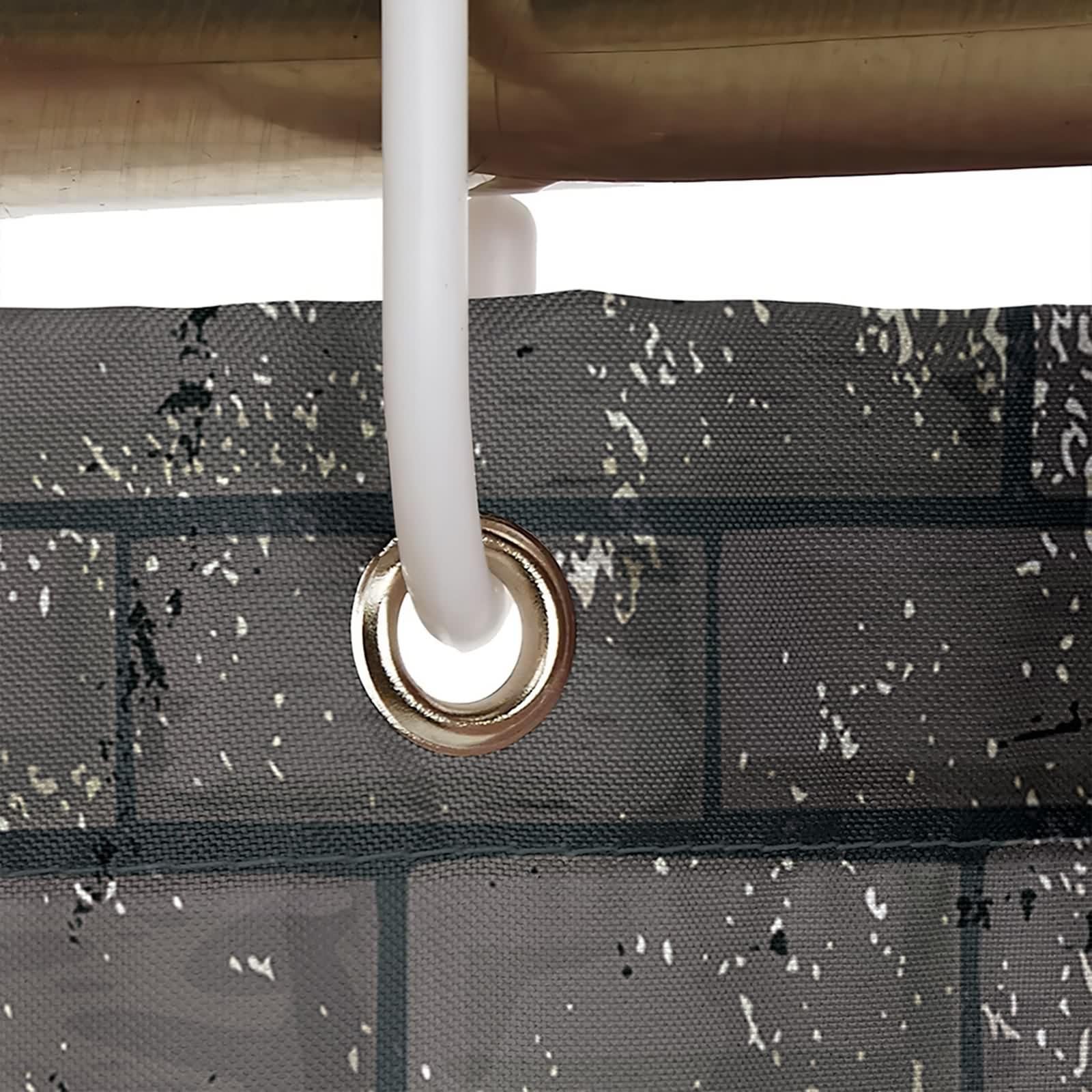 Duschvorhang 200x200 cm Wasserdicht Waschbar Weiß Grau, Ziegelsteine Wand Muster Anti-Schimmel Badevorhang Polyester Wasserdicht Waschbar Cloth Duschvorhänge im Badezimmer für Badewanne
