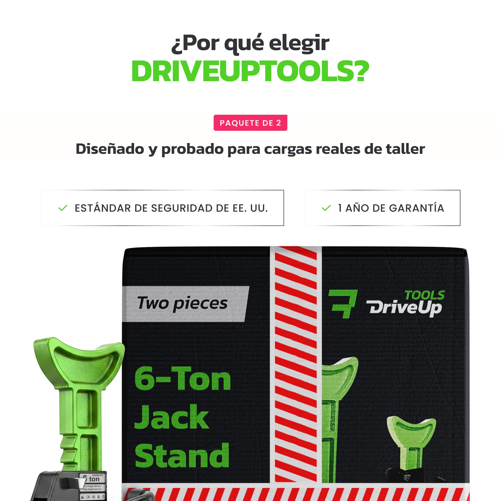 Caballetes para Coche 3 Toneladas - Pack de 2 | Gatos Estabilizadores con Almohadillas de Goma | Altura Ajustable 280mm-425mm | Máxima Seguridad y Estabilidad