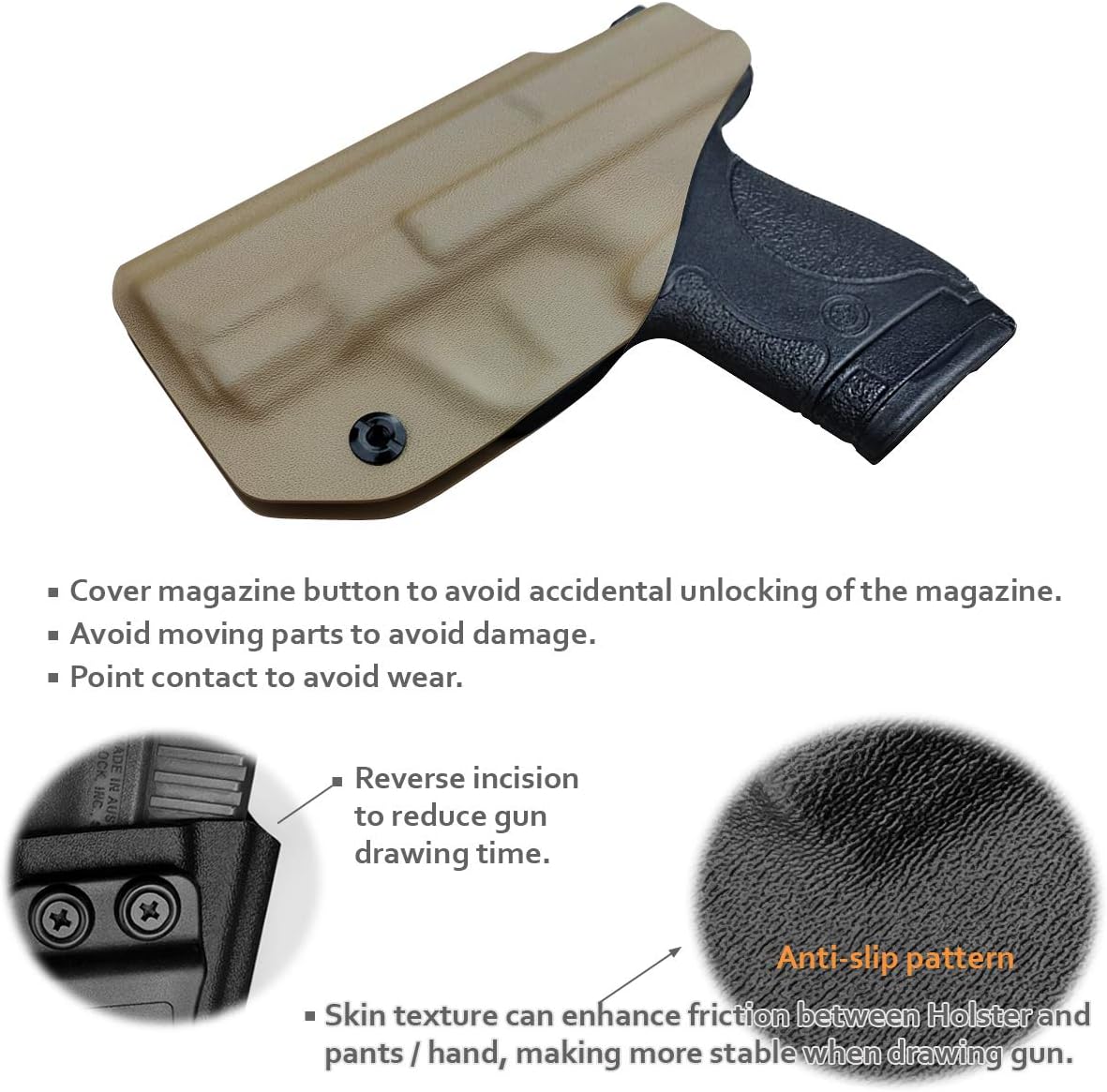 M&P Shield 9MM Holster IWB Kydex Holster Fit: Smith & Wesson M&P Shield Plus / M2.0 / M1.0-9mm/.40 S&W 3.1" Barrel Pistol- Inside Waistband