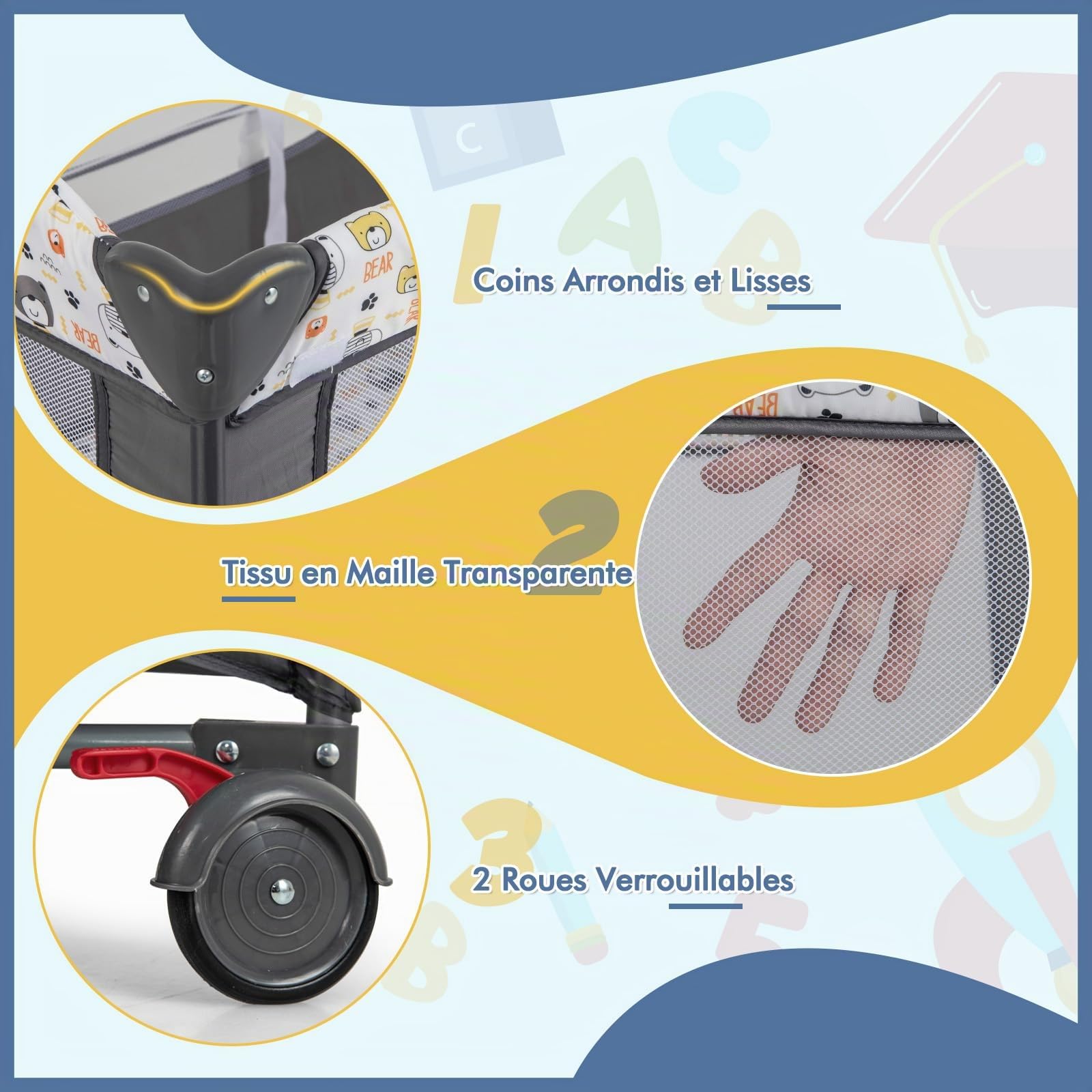 COSTWAY 5 en 1 Lit Parapluie Bébé avec Matelas & Table à Langer, Lit Bébé Évolutif avec 5 Hauteur Réglables, Musique et Jouets Suspendus, Mode Bascule, Charge 15kg pour Bébé de 0-3 Ans