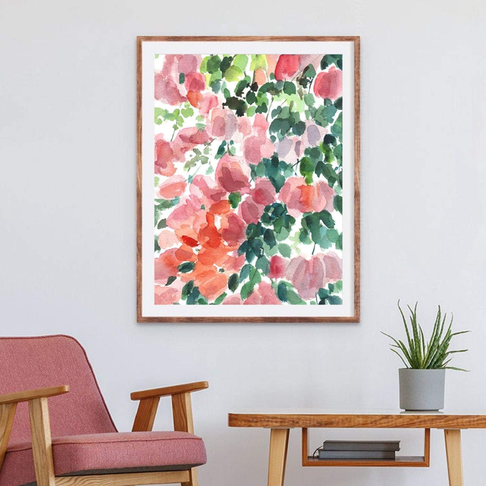 油彩画 花 ピンク ダークグリーン 油彩画 花 ピンク ダークグリーン