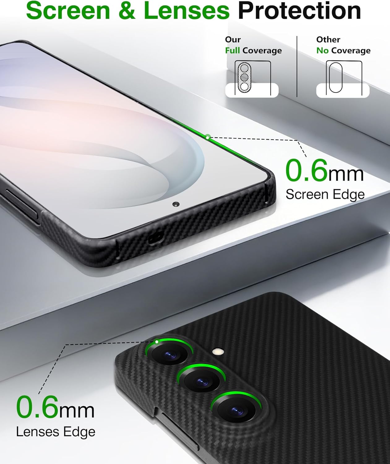 Slim Case for Samsung Galaxy S26 Plus(6.7") with 600D Aramid Fiber, Compatible with Mag-Safe Accessories, Ultra Light, NO-case Feeling, Minimalist, Carbon Fiber, Matte Black+Grey