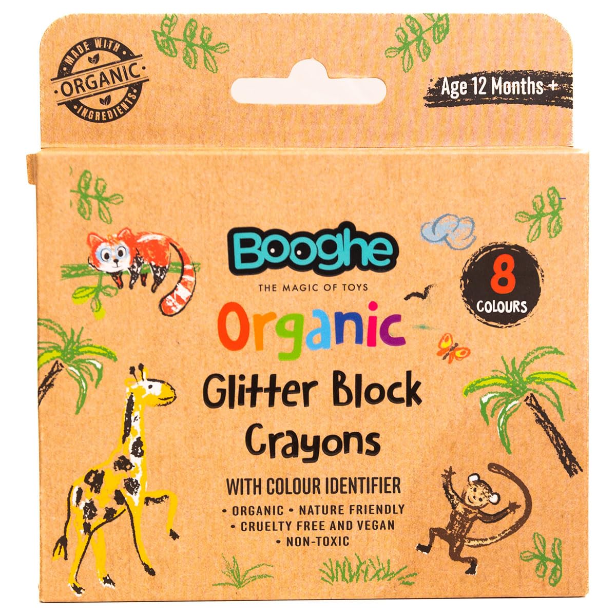 Booghe Glitter Block Crayons for Kids