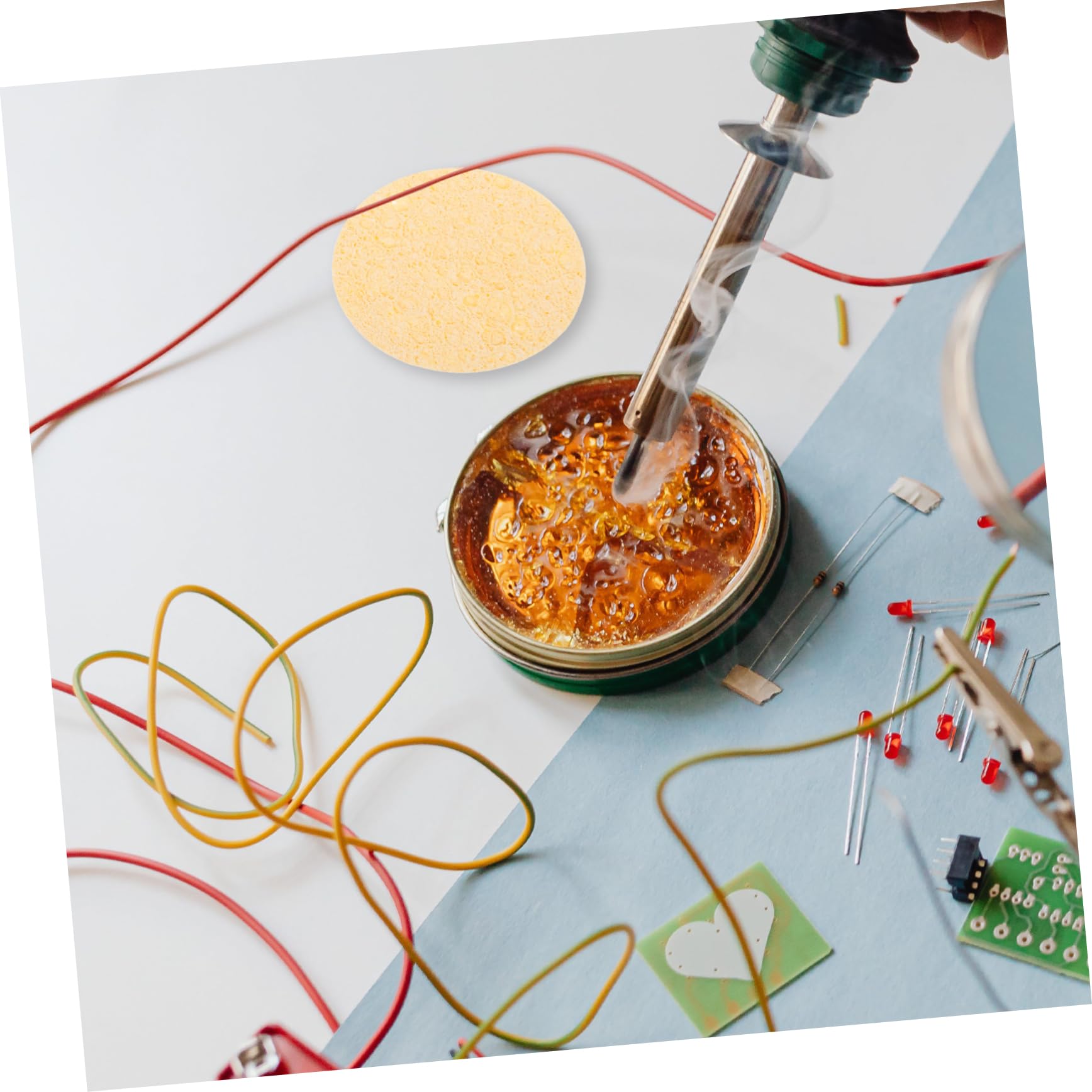 BUTIFULSIC 10pcs Soldering Iron Cleaning Sponge Sponges Coil Tip Cleaner Solder Tips Cleaning Soldering Iron Tip Cleaner Solder Tip Cleaner Solder Tip Cleaning Iron Cleaner Wood Pulp Cotton