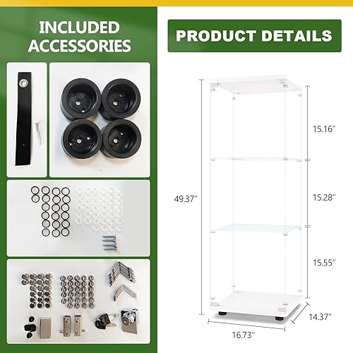 Miniatura 2 de LFT HUIMEI2Y Gabinete de exhibición de vidrio con 3 estantes con puerta y cerradura, gabinetes Curio mejorados estilo de instalación rápida de