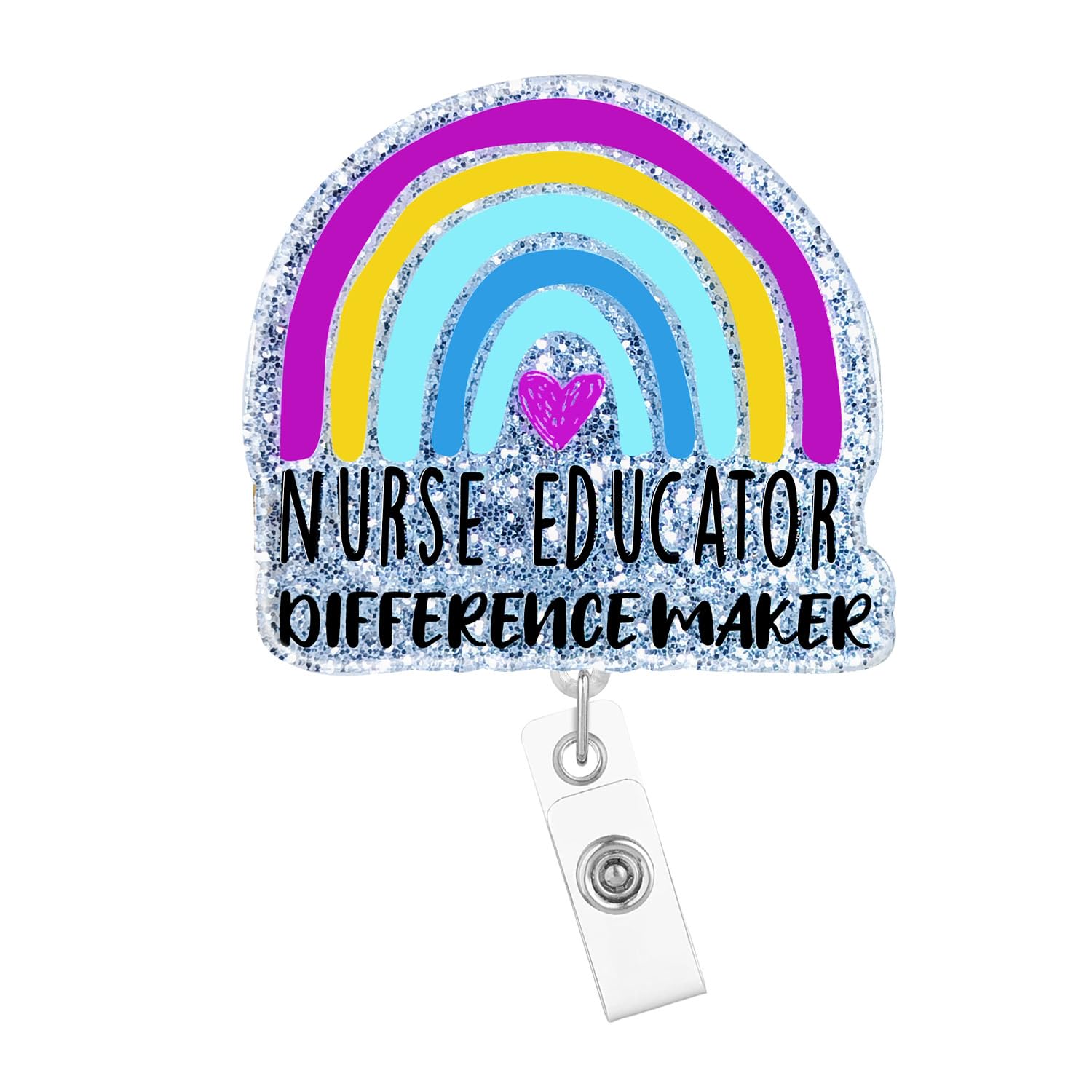 Arakulago Rainbow Nurse Badge Reel Retractable Funny Nursing Medical Assistant Badge Holder with ID Clip Accessories Nurse Educates Difference Maker