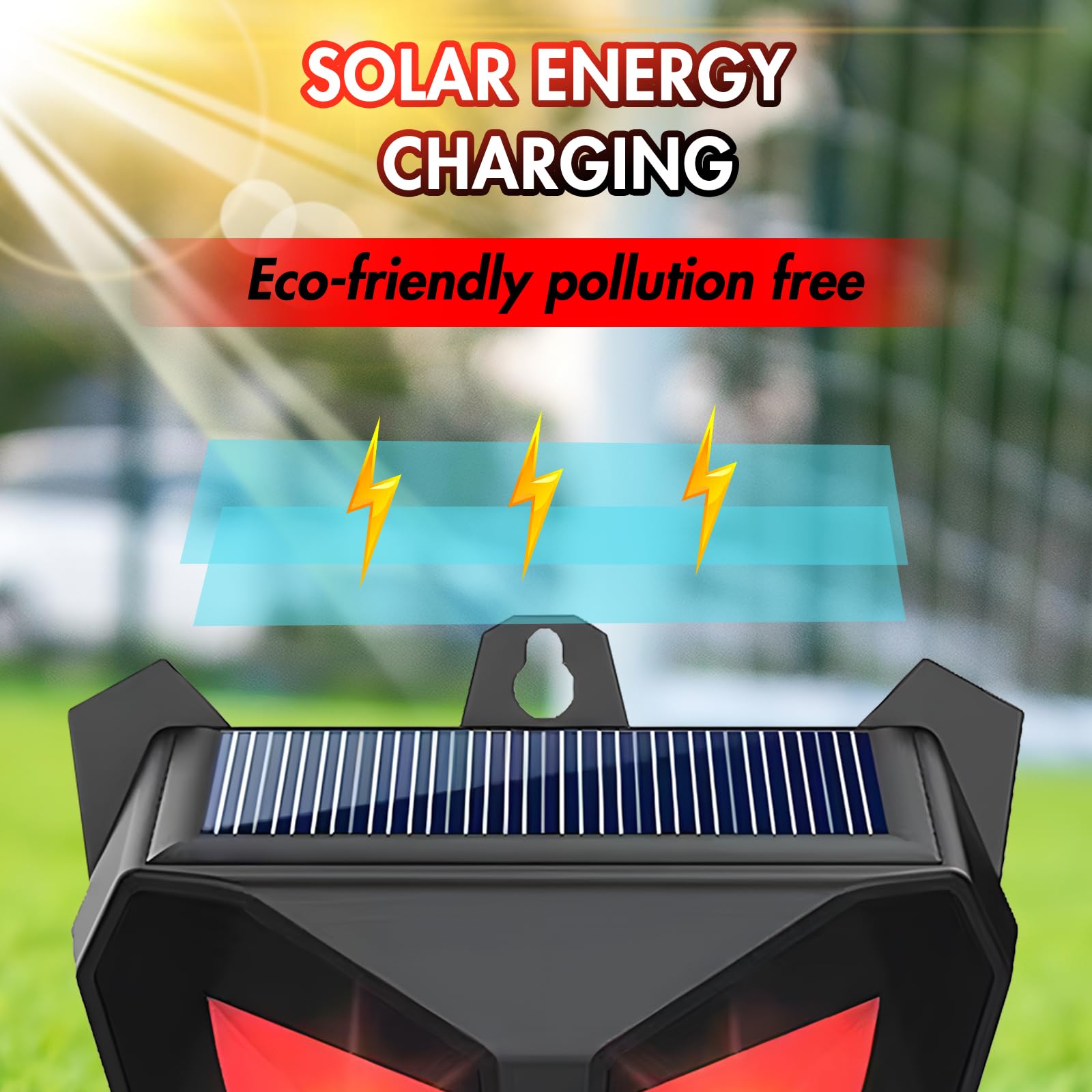 ALLOMN Solar Animal Repeller Outdoor, 2 Pack Solar Nighttime Animal Repeller with Red LED Light - Image 3