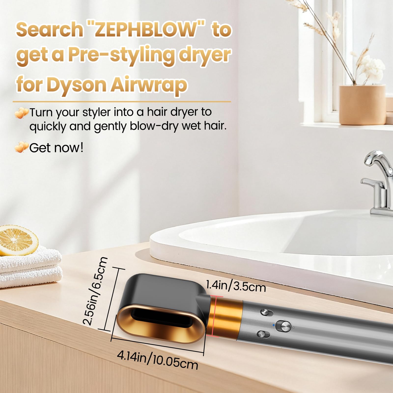 Accessoire de séchage pré-coiffé pour Dyson Airwrap HS01/HS05, buse de rechange préformée compatible avec Dyson Air Wrap, pièce n° 969759-01 doré
