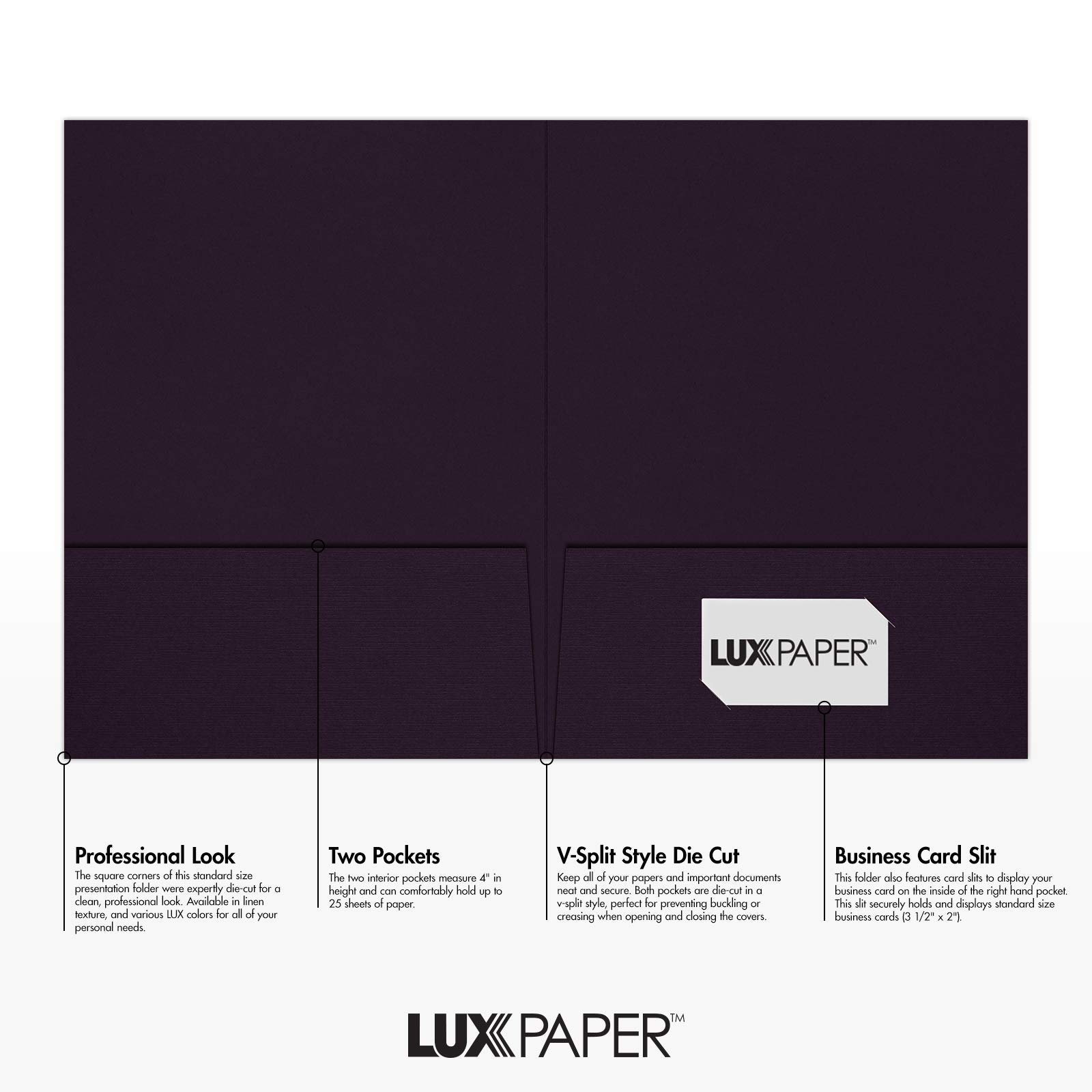 LUXPaper Präsentationsmappen, 22,9 x 30,5 cm, 2 Taschen, Burgunderrot, Leinen, 45,4 kg, 50 Stück