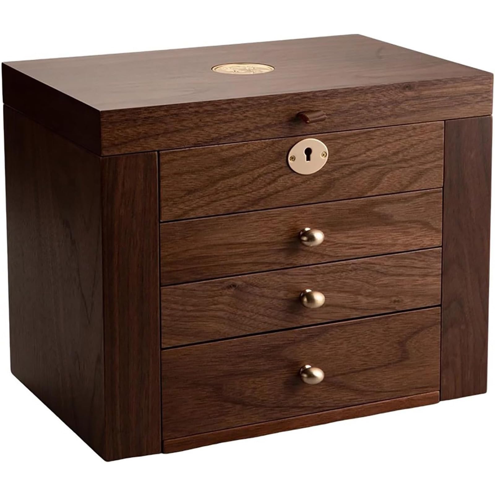 Lshtshf-ou Lockable Jewelry Box Walnut Wood Storage With Mirror With 2 Side Doors For Watches Necklaces Rings Earrings