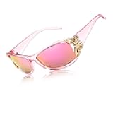 Trendy Polarized Y2K Sunglasses Wrap Around Butterfly Design Fashion Sunnies UV400 Protection B0078
