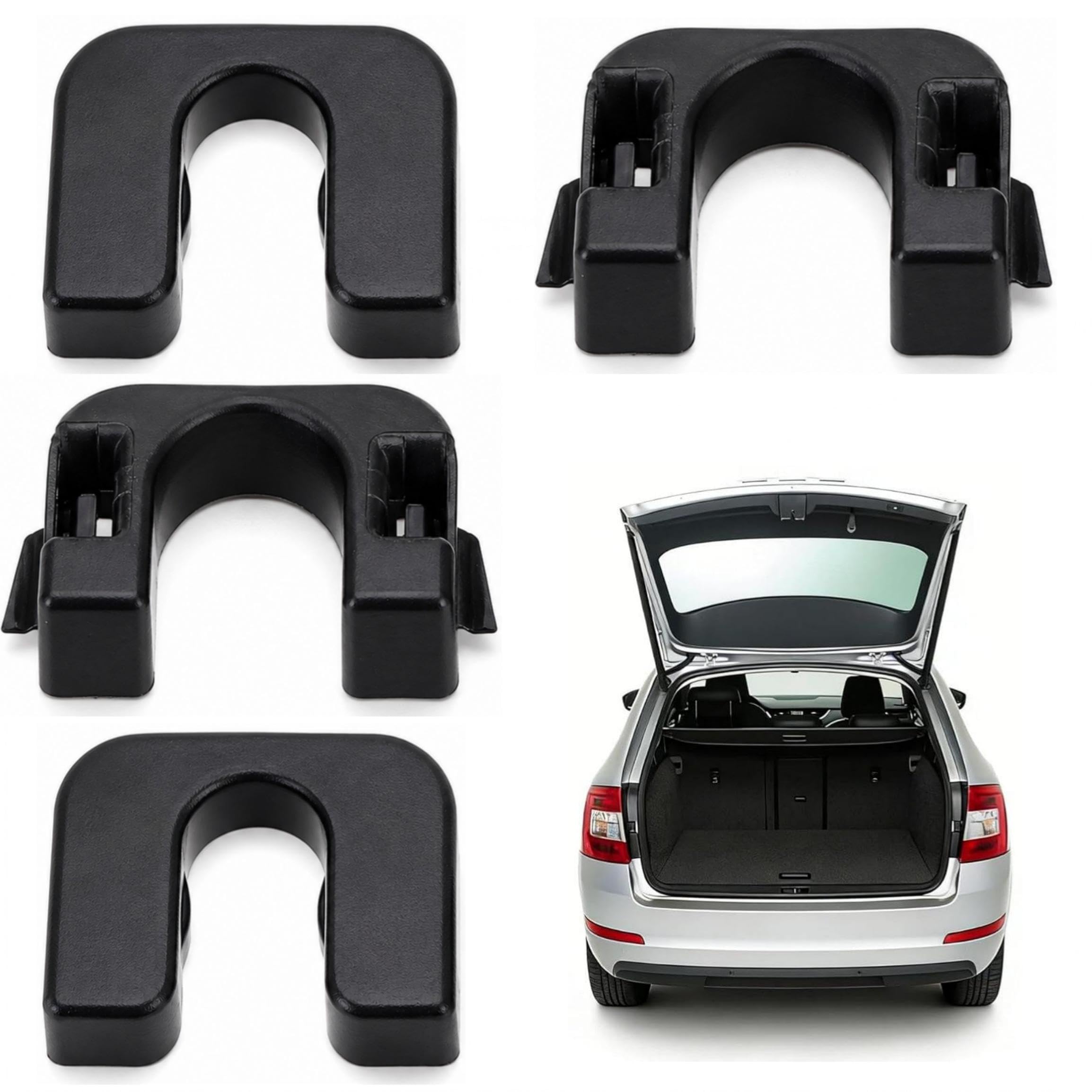 2 Set Rear Parcel Shelf Clips Fastening Bracket Replacement Compatible with Fiesta Focus Corsa C3 DS3 Luggage Shelf Clip Retainer Car Interior Trim Accessories Black