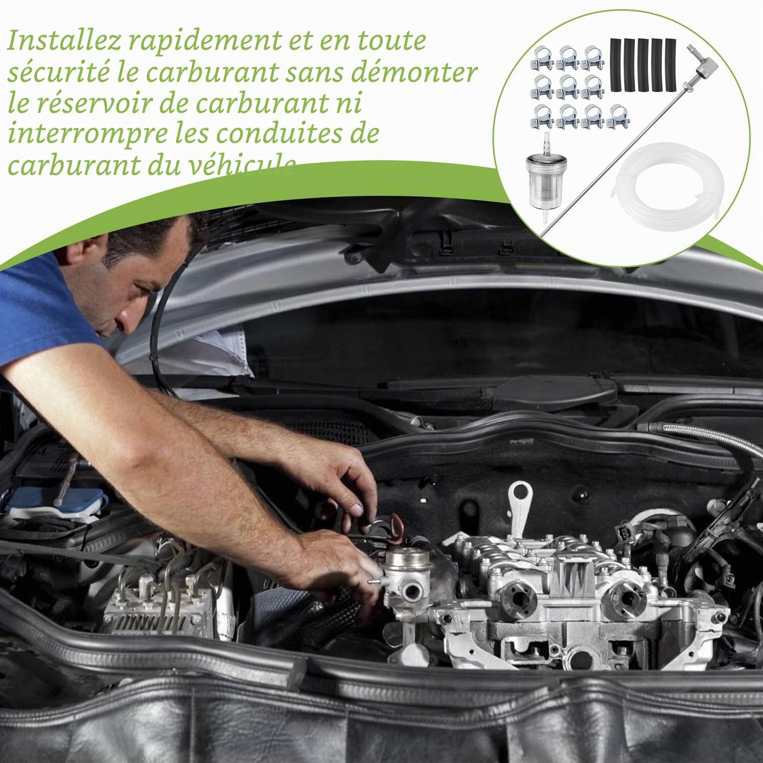 18 Pièces Filtre Carburant Ensemble, Filtration à Haute Efficacité, Durable, Filtrer les Impuretés, Acier Inoxydable, avec Tuyau de Carburant, pour Eberspacher/Webasto de Chauffages