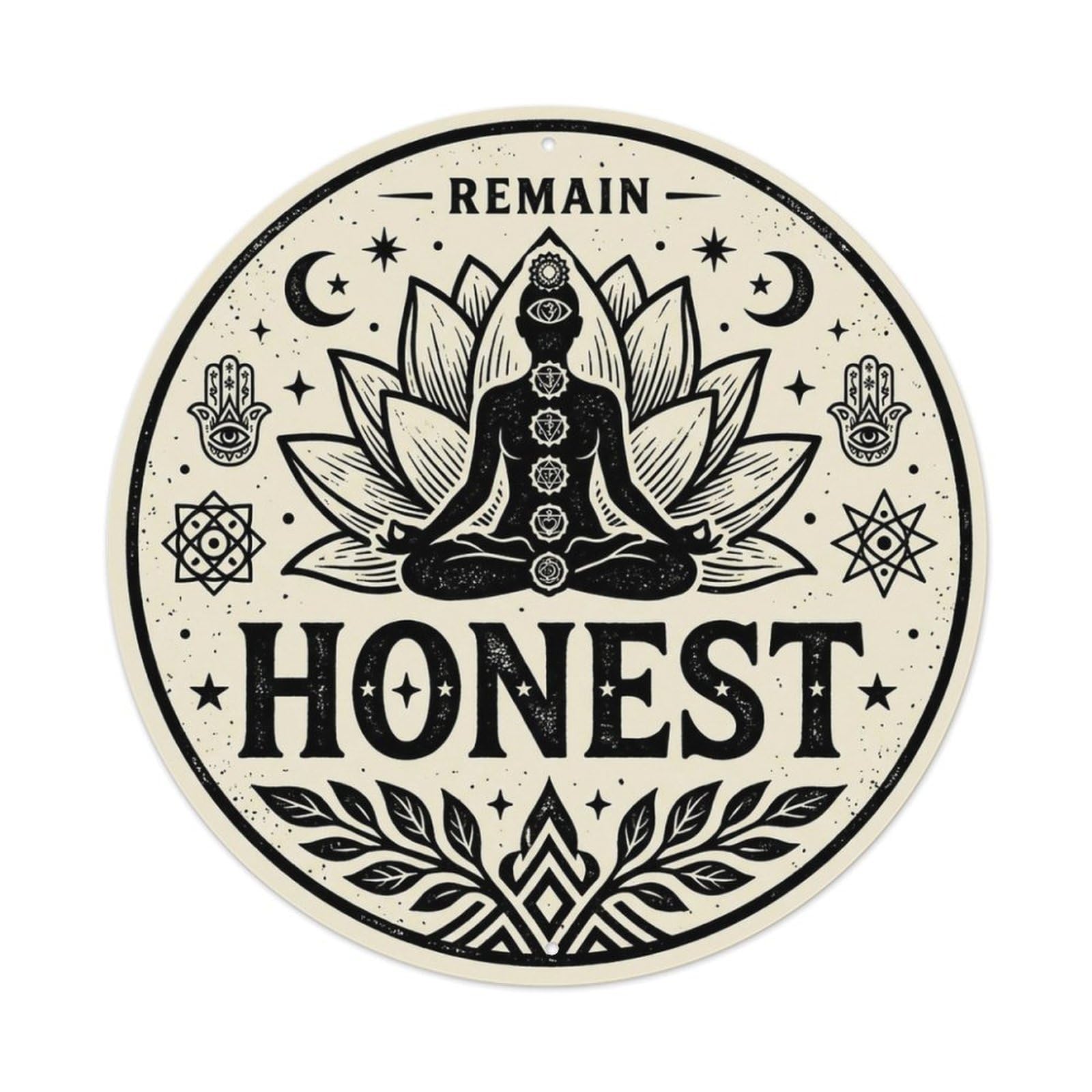 Remain Honest Motivational Quote Yoga Meditation Metal Tin Sign