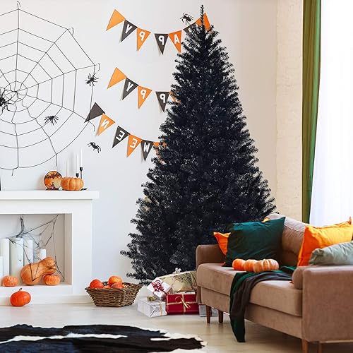 Miniatura 3 de DORTALA Árbol de Navidad artificial, árbol de Navidad de 7.5 pies con 1258 puntas de rama, agujas de PVC, soporte de metal plegable, decoración