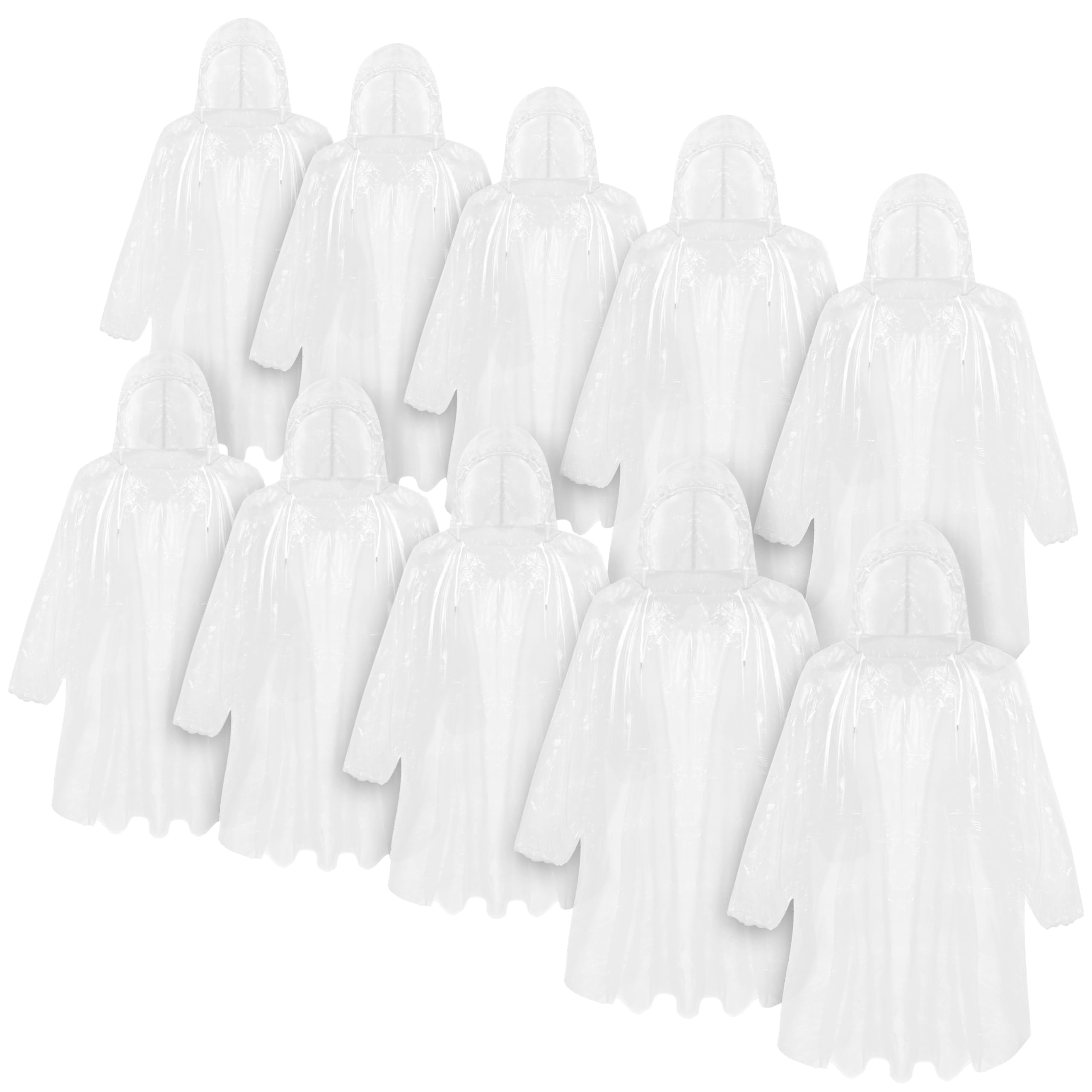 Citycomfort Boys White - 10 Pack Rain Poncho For Teens Disposable Transparent Waterproof Ponchos Multipack For Festival Theme Park Emergency Raincoats (White - 10 Pack)