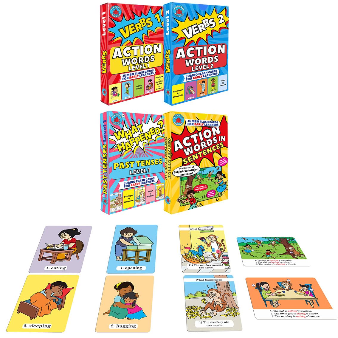 Action Words - Grammar and Sentence Development for Early Years | 120 Language Learning Flashcards | Learn English