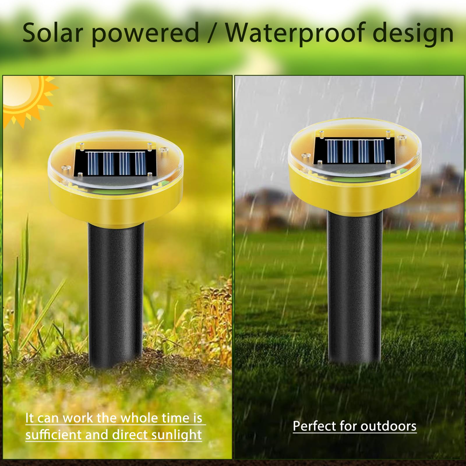 Lot de 10 répulsifs à ultrasons pour taupes à énergie solaire - Répulsif sonique contre les taupes - Pour pelouse, jardin et cour (noir et vert)