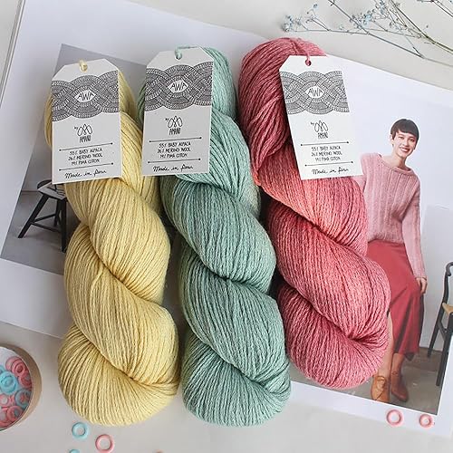 Miniatura 3 de Amano Awa - Hilo (3.5 onzas328 yardasmadeja), hilo de mezcla de algodón de alpaca, hilo de punto suave para suéter, chal, bufanda, sombrero,