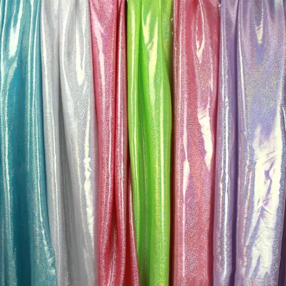 Tela de Punto Suave, 100x150 cm, Tela elástica con Lentejuelas para Disfraces de Boda y Manualidades, Blanco