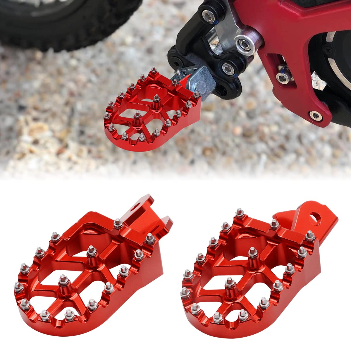 JESTOP Foot Pegs Footpegs, Dirt Bike Footrest Foot Pedals Rests Replacement CNC Wide Pegs for Sur Ron S/X Light Bee Segway X260 X160 (Red)
