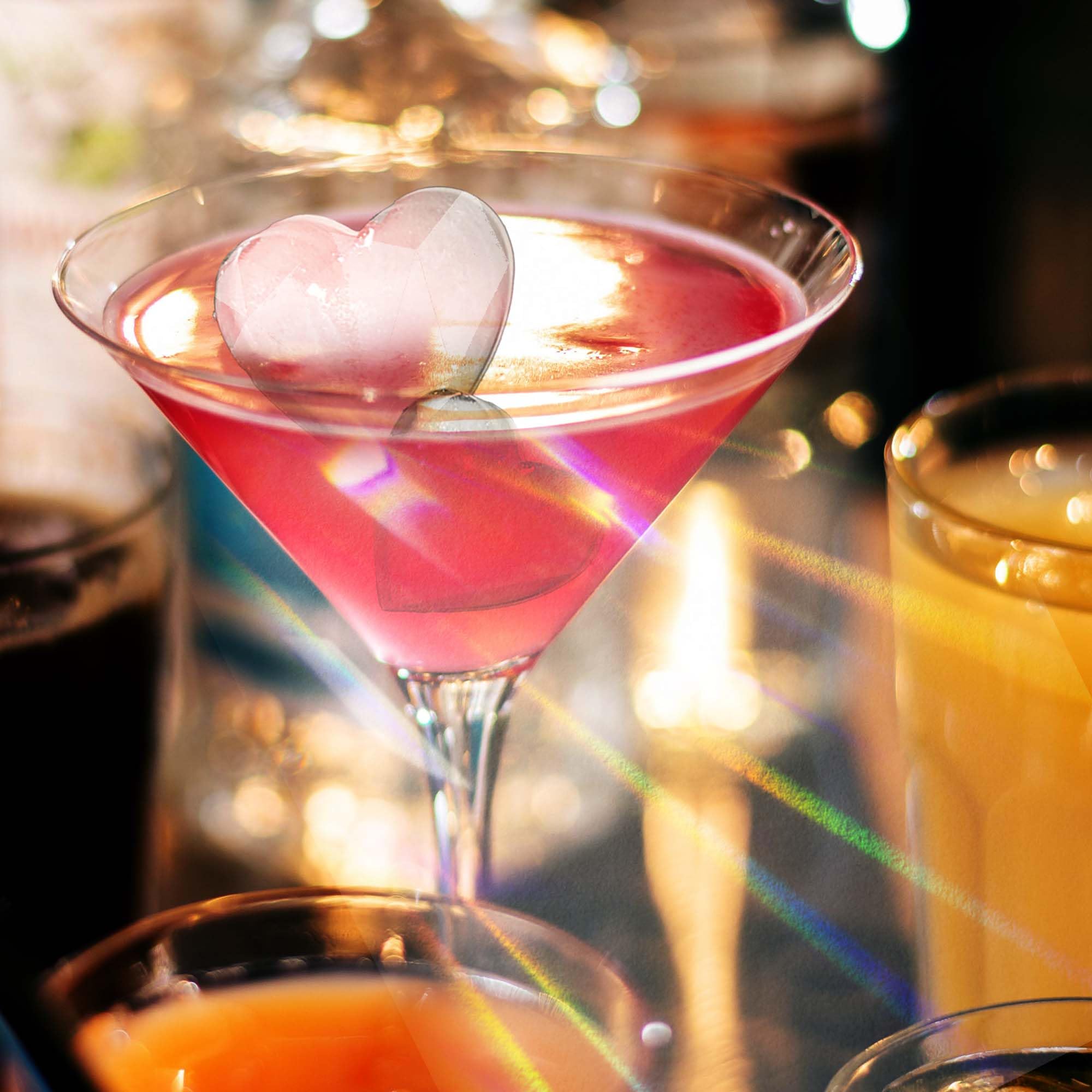 Palksky 3pcs Heart Ice Cube Tray, Whiskey Ice Cubes Mold Cocktail Ice Tray Diamond Heart Shaped Silicone Ice Molds for Freezer Easy-Release Reusable Ice Maker for Valentines Parties Homemade Drinks