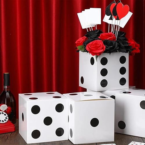 Miniatura 6 de 6 cajas de regalo de dados, caja de regalo de casino, decoración de fiesta temática de casino, 11 x 11 x 11 pulgadas, caja de dados 3D, decoración