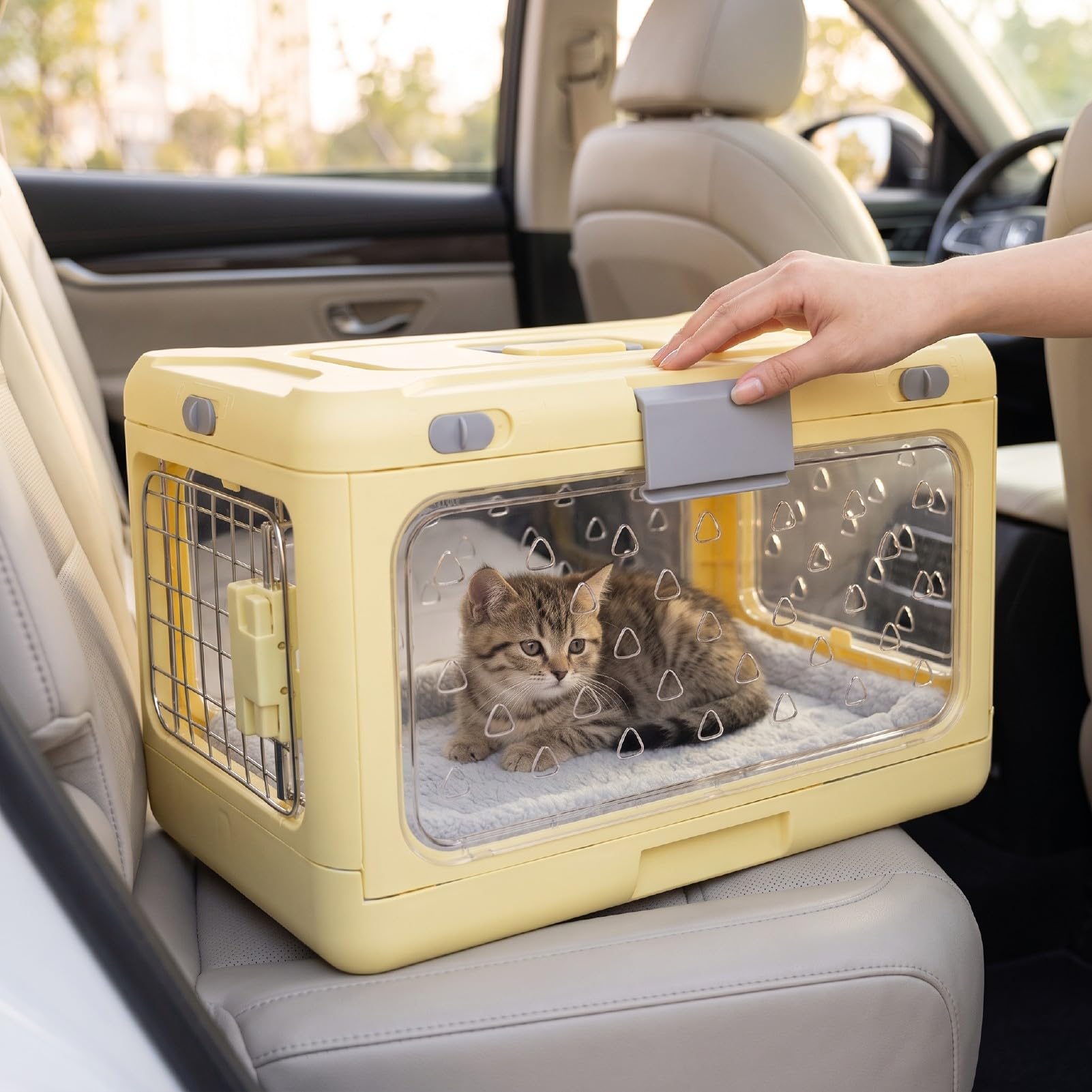 HEEPDD Trasportino Rigido per Gatti, Borsa Trasporto Pieghevole con Vista