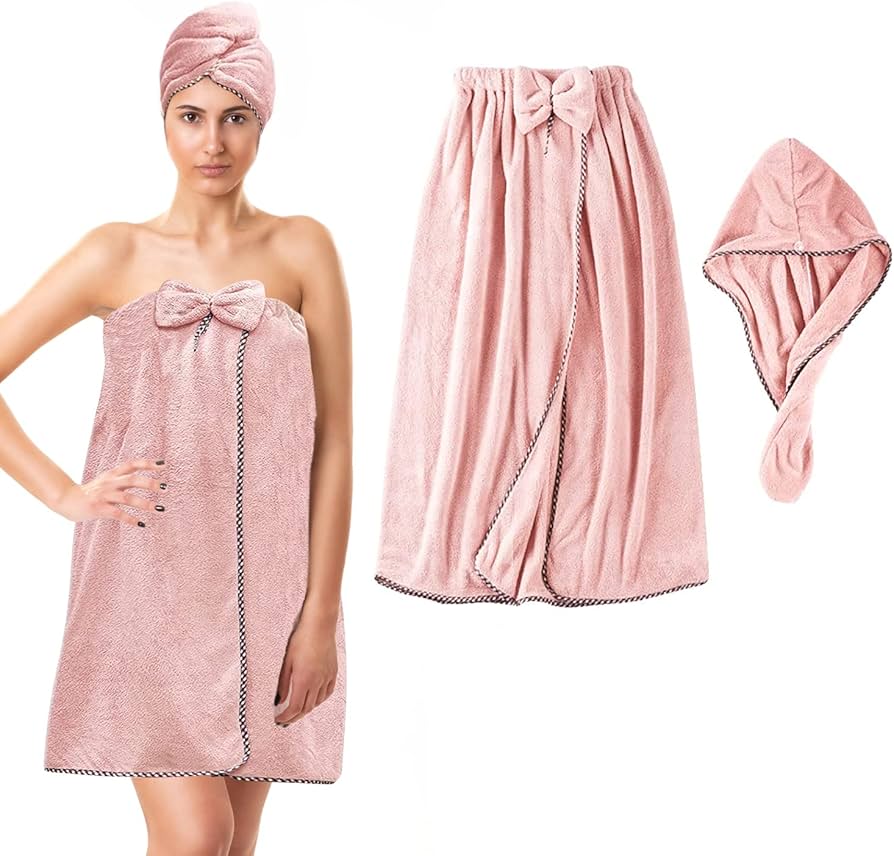 Angju Women Bath Wrap Hair Towel - Adjustable Luxury Microfiber